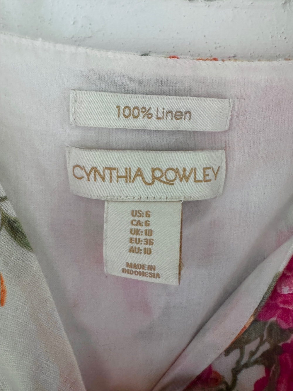 NWOT✨ CYNTHIA ROWLEY • Linen Midi Sun Dress • White Floral • Womens 6 US - Picture 10 of 12